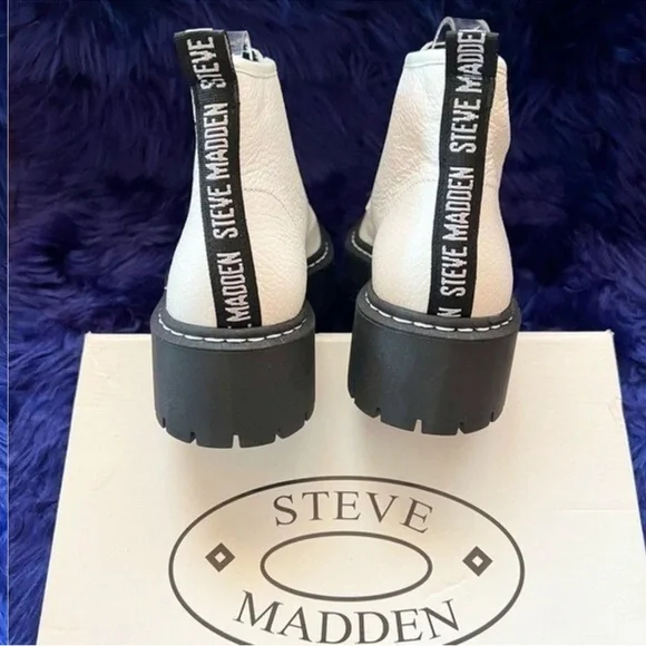 New! STEVE MADDEN “Vlais” Chunky Leather Platform Combat Boots - Picture 10 of 12